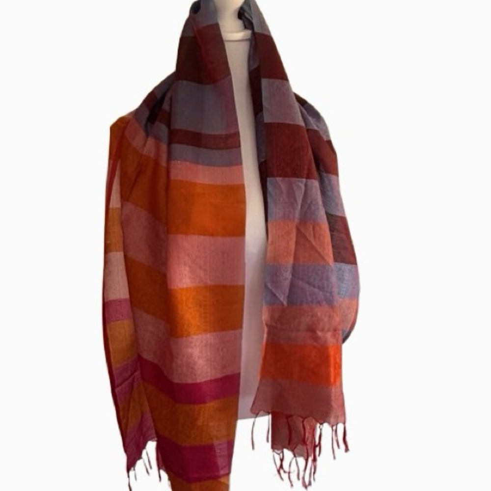 Brand NEW Silk Scarf with self floral print – Multicolored Elegance